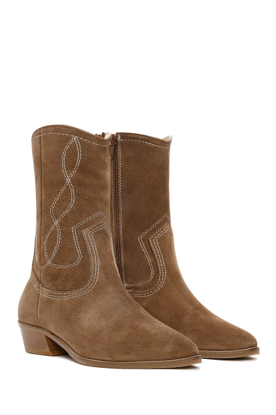 Women's Suede Leather Cowboy Boots