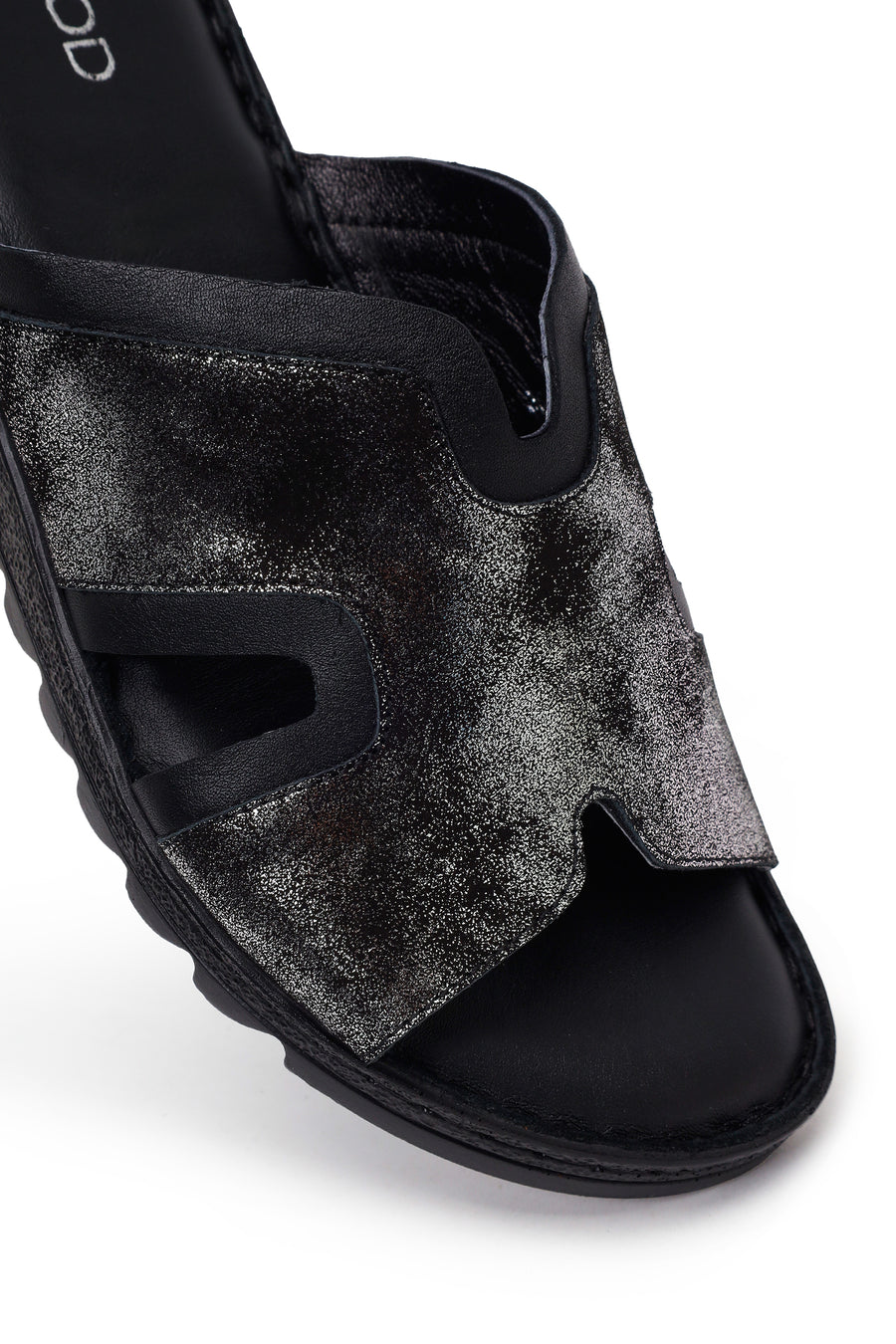 Woman Black Leather Comfort Slipper