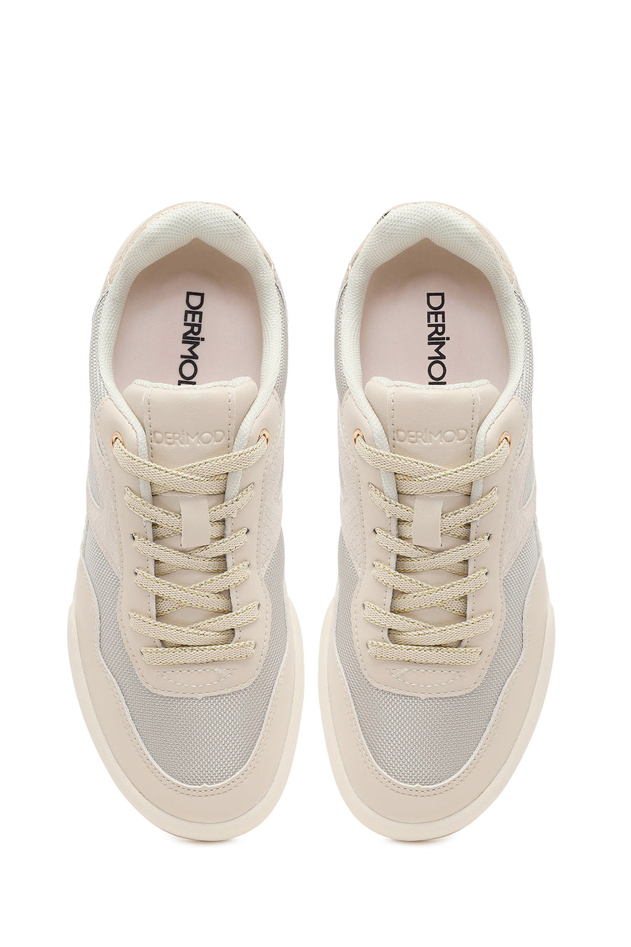 Women's Beige Lace-Up Sneakers