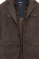 Sacramento Men's Brown Nubuck Leather Jacket | Derimod