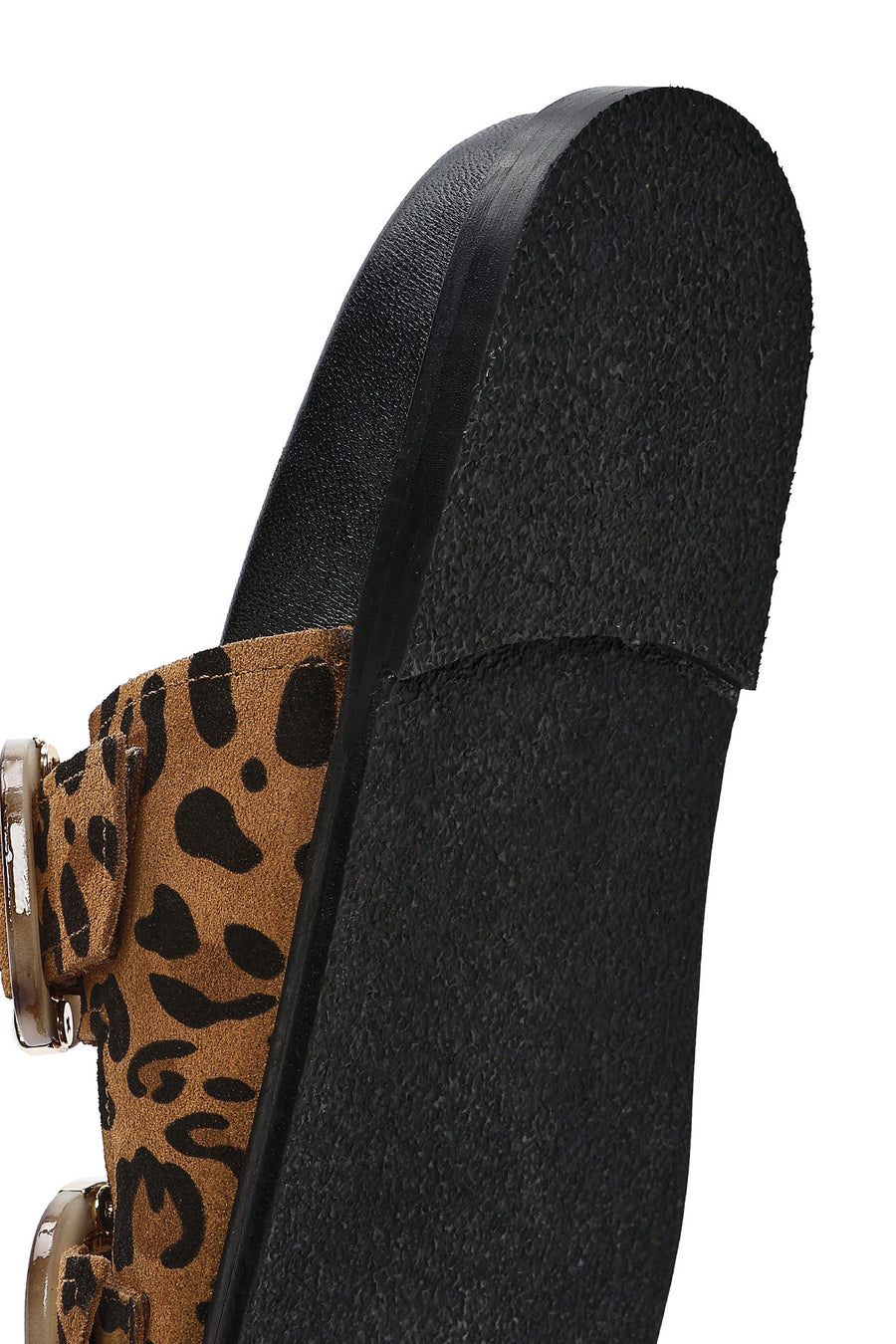 Women's Leopard Double Buckled Suede Leather Slippers