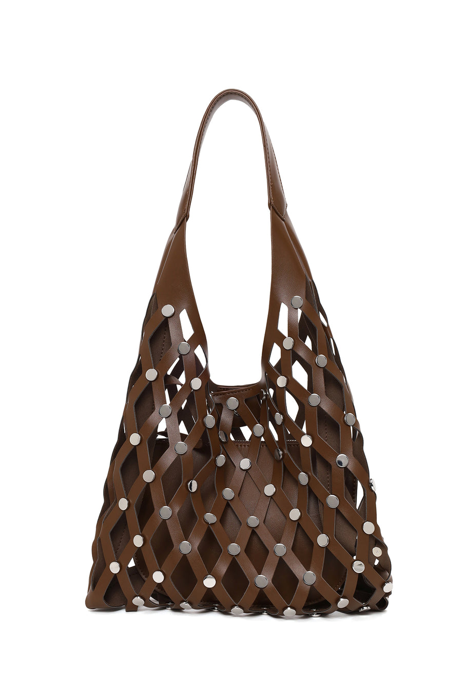 Woman Brown Mesh Shoulder Bag