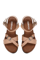 Women's Powder Ankle Strap Leather Bodrum Sandals | Derimod