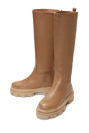 Women's Brown Leather Thick Soled Boots | Derimod