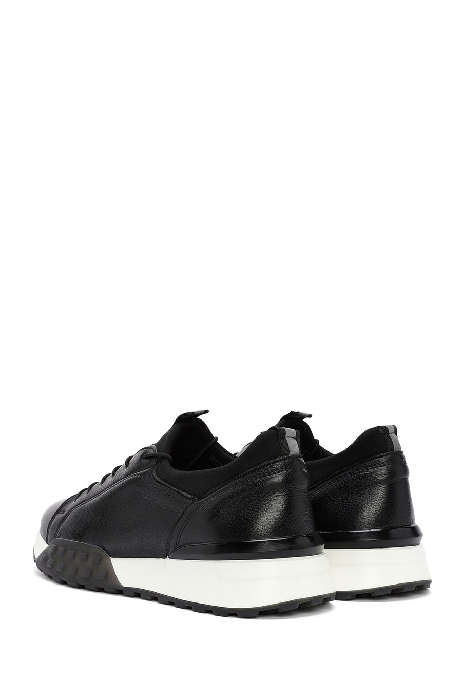 Men's Black Thick Sole Lace-up Leather Casual Sneaker