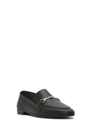 Women's Black Leather Masculine Loafer | Derimod