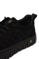 Male Black Lace-Up Thick-Soled Nubuck Leather Sneaker | Derimod
