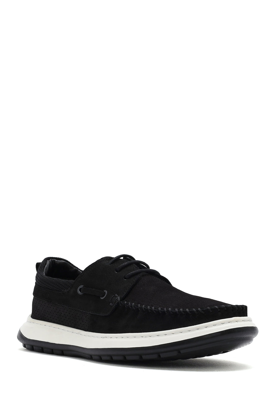 Men's Black Lace-Up Nubuck Leather Casual Shoes