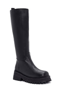 Women's Black Zippered Leather Boots | Derimod