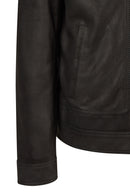 Felibe Male Black Mandarin Collar Leather Jacket | Derimod