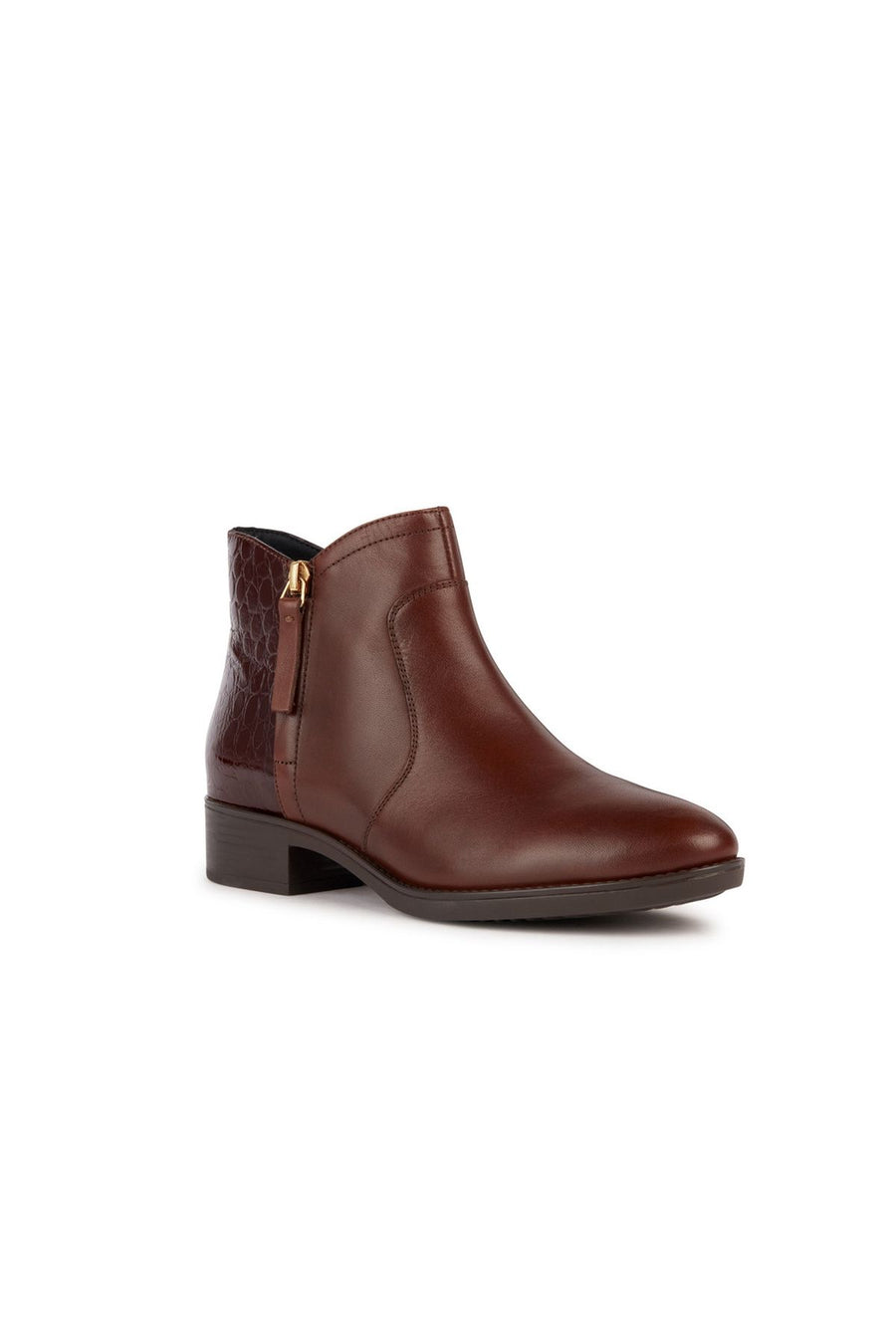 Geox Women's Brown Felicity Zippered Heeled Leather Boots