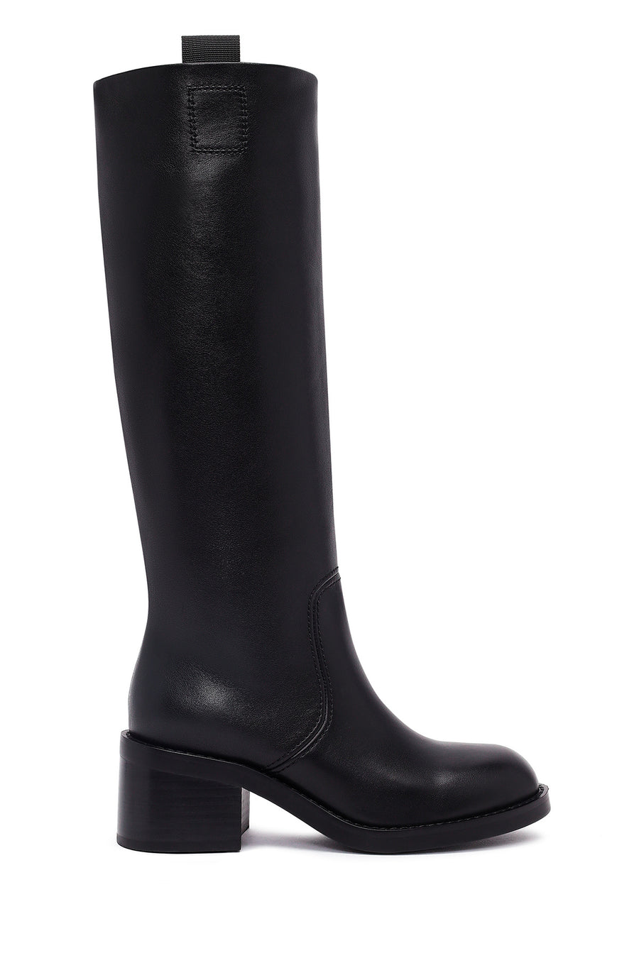 Women's Black Thick Heeled Leather Boot 25WFD491618 | Derimod