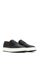 Male Black Thick-Soled Leather Loafer | Derimod