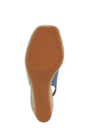 Geox Women's Blue Panarea Wedge Heels Suede Leather Espadrille | Derimod