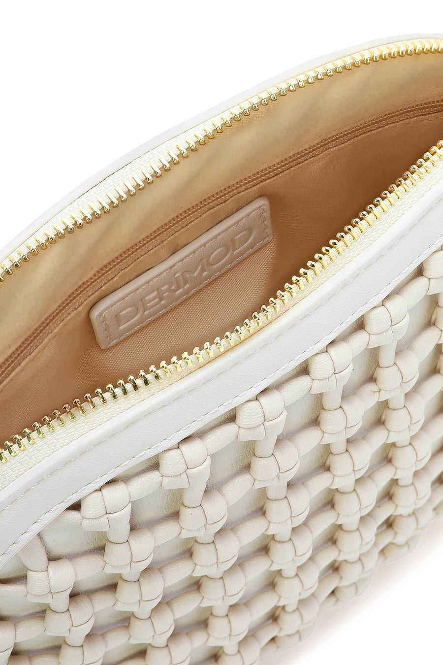 Women's Beige Knitted Patterned Long Strap Crossbody Bag