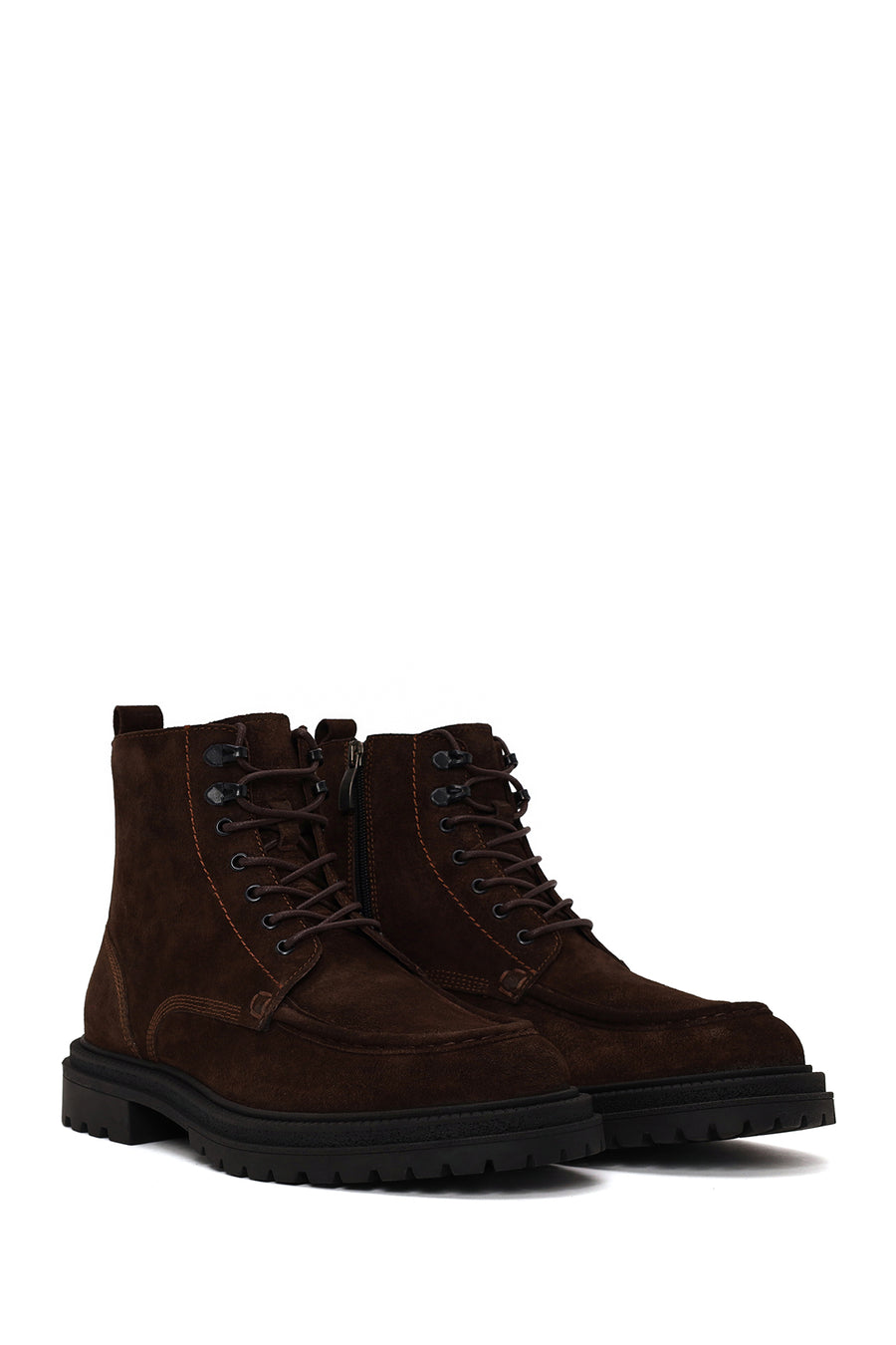 Male Brown Zip Closure Suede Boots