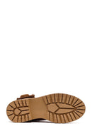 Woman Tan Zippered Suede Leather Boat | Derimod