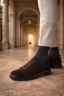 Male Brown Lace-Up Suede Leather Sneaker | Derimod