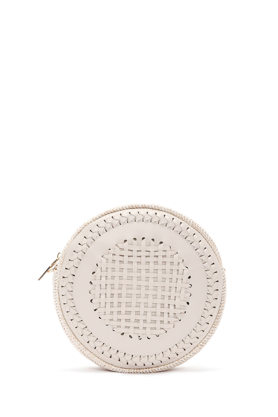 Women's White Long Strap Braided Mini Crossbody Bag