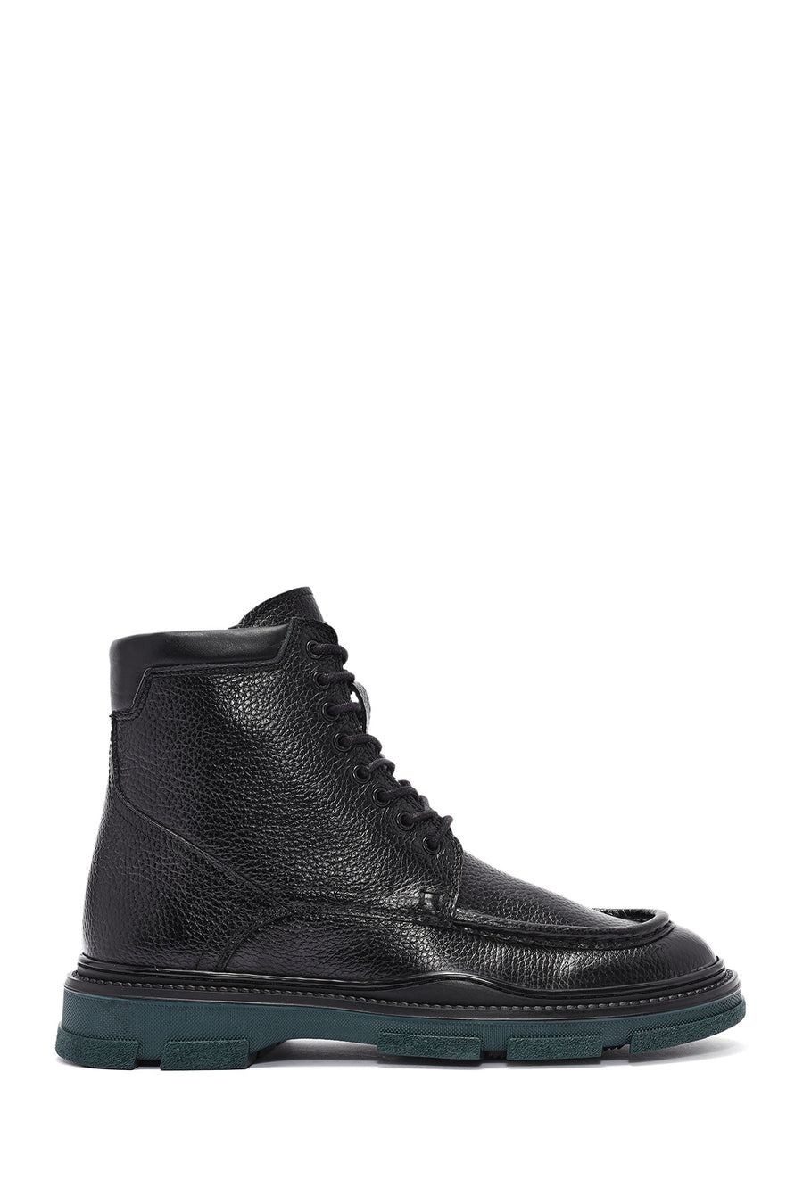 Men's Black Lace-Up Zipper Detailed Leather Casual Boots 24WFD6046FT | Derimod