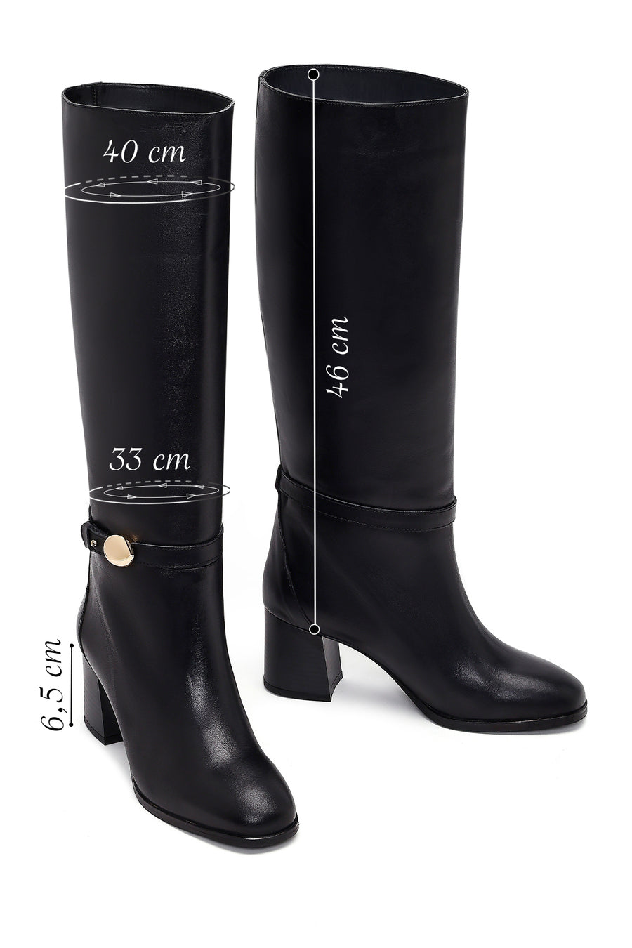 Women's Black Thick Heel Leather Boots