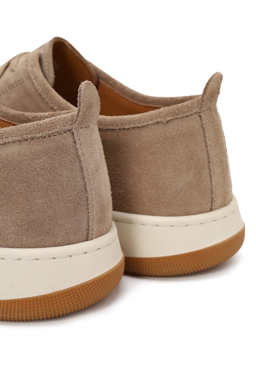 Erkek Bej Bağcıklı Kalın Tabanlı Süet Deri Sneaker