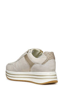 Geox Women's Beige Kency Thick Soled Lace-up Sneaker | Derimod