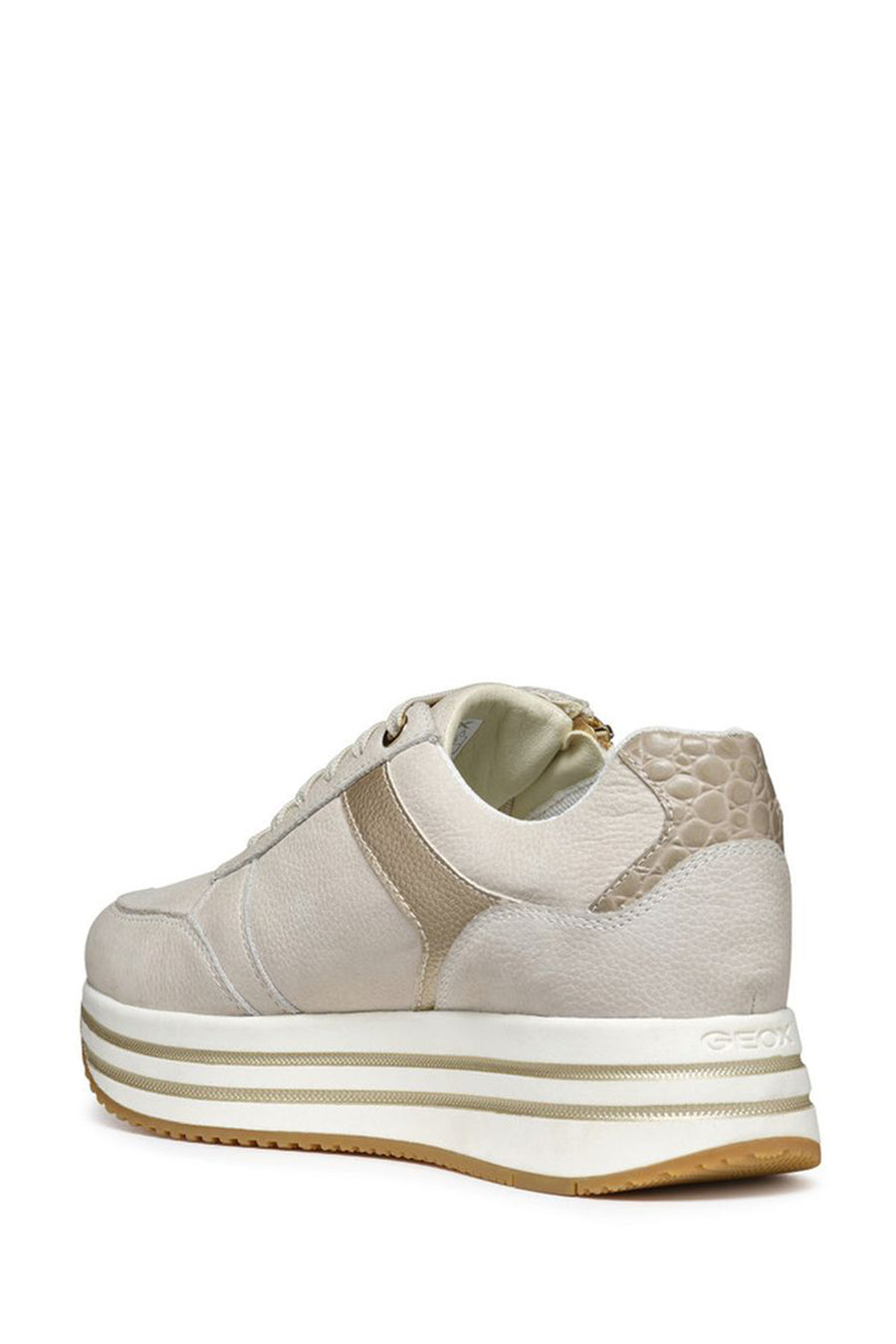 Geox Women's Beige Kency Thick Soled Lace-up Sneaker