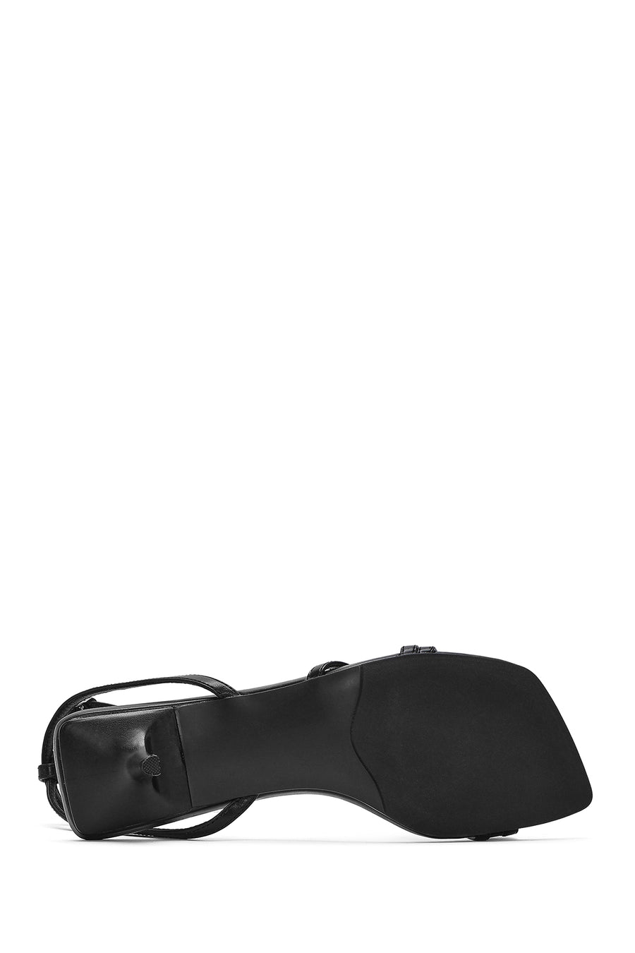 Women's Black Ankle Strap Heeled Patent Leather Sandals