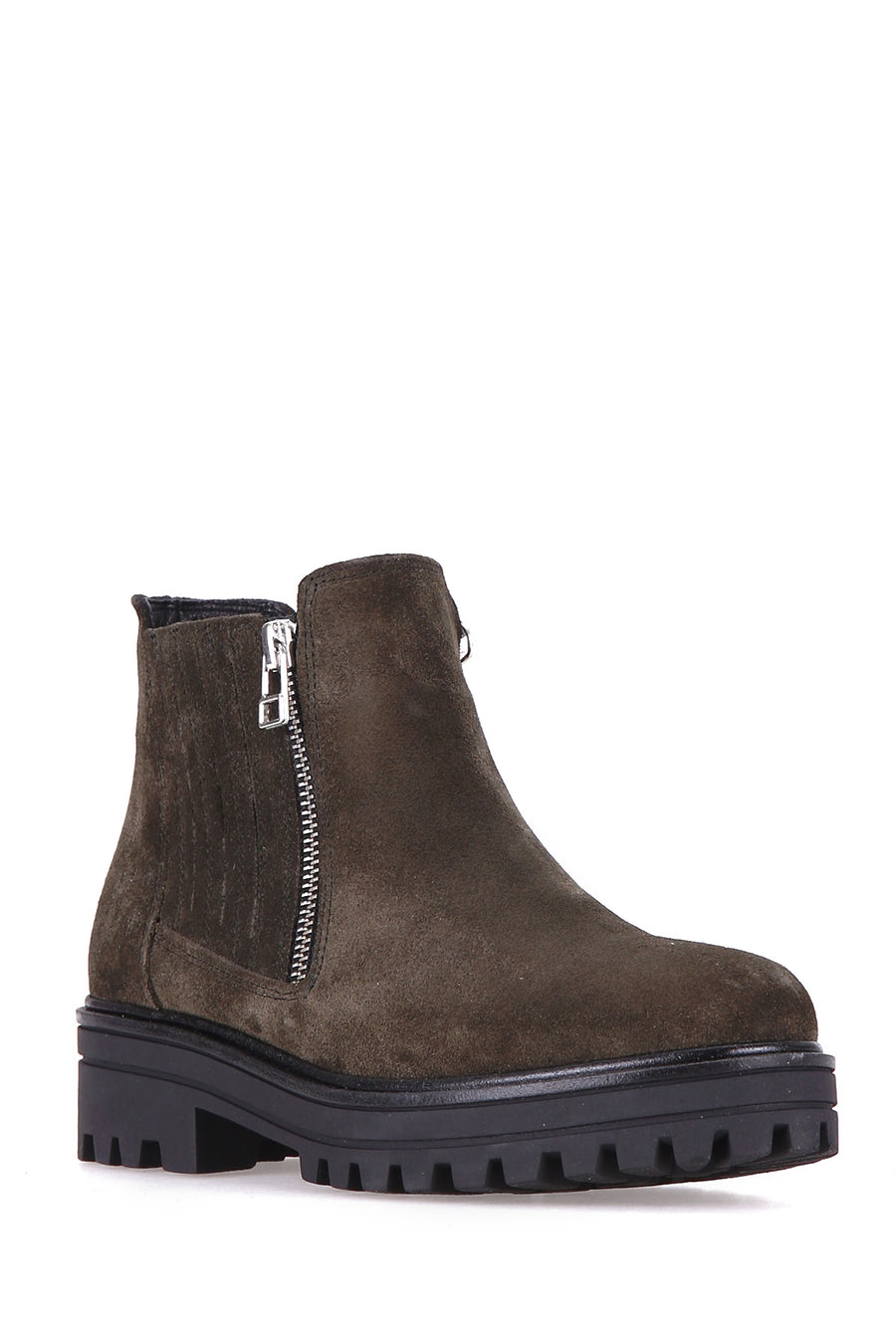 Zippered Women's Suede Boots