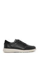 Erkek Siyah Bağcıklı Deri Casual Sneaker | Derimod