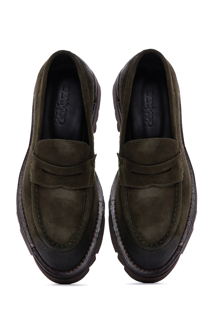 Erkek Haki Süet Deri Casual Loafer