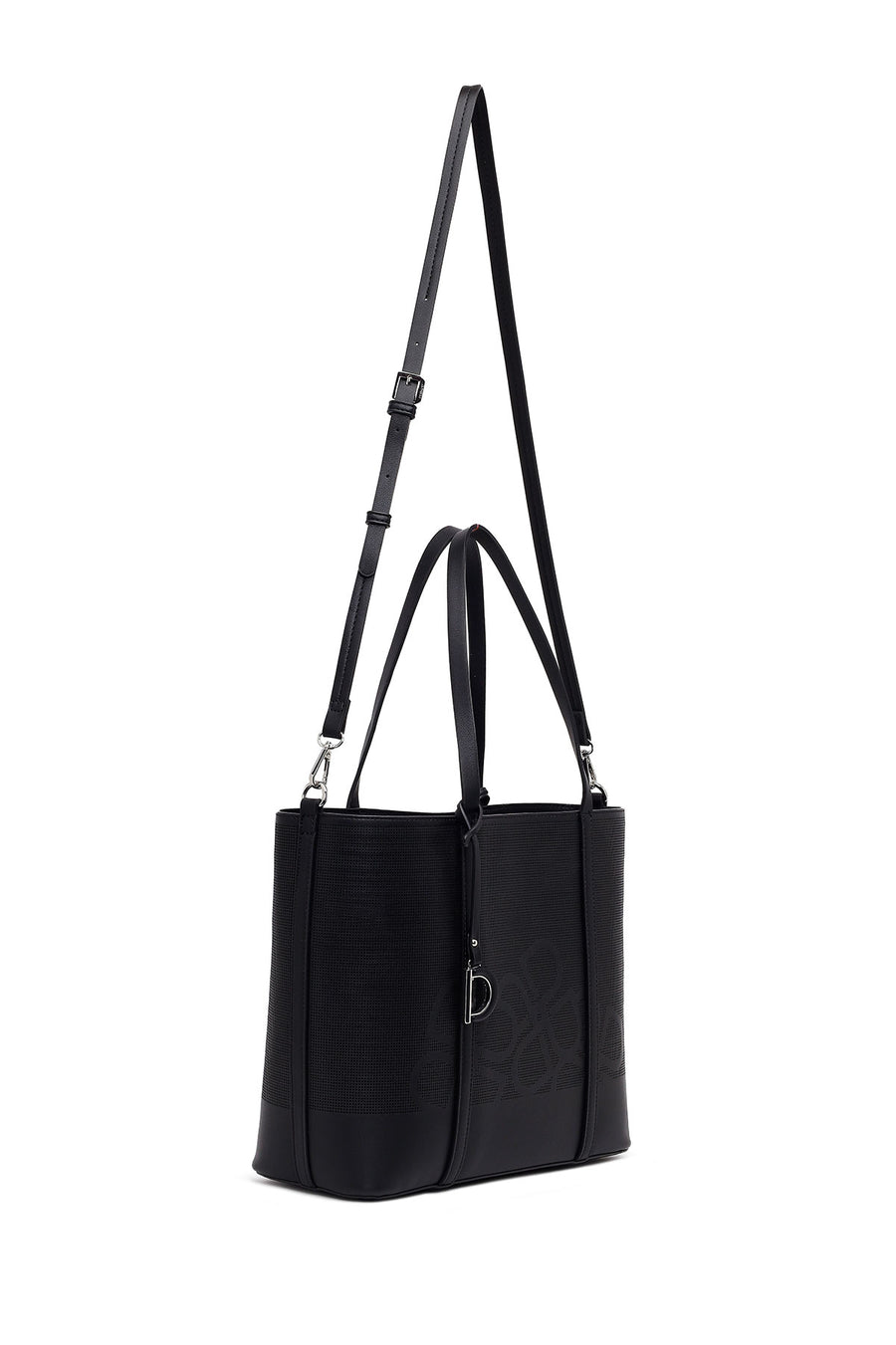 Woman Black Long-Strap Printed Shoulder Bag