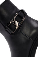 Women's Black Buckle Detailed Zippered Thick Heeled Leather Boots | Derimod