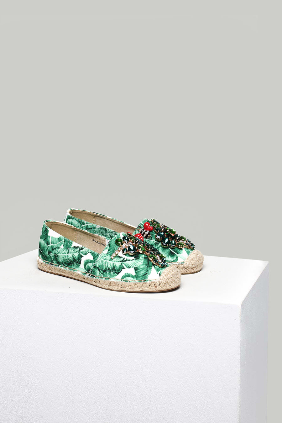 Embroidered Green Women's Espadrilles