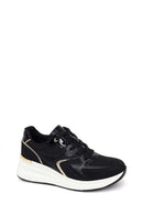 Woman Black Lace-Up Wedge Sneaker | Derimod