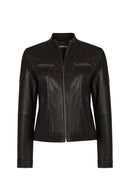 Smart Woman Black Short Leather Jacket | Derimod