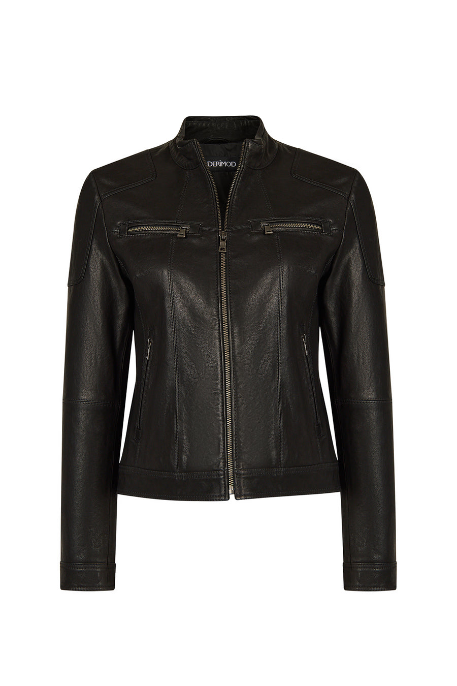 Smart Woman Black Short Leather Jacket