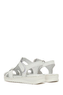 Women's White Strappy Leather Comfort Sandals | Derimod