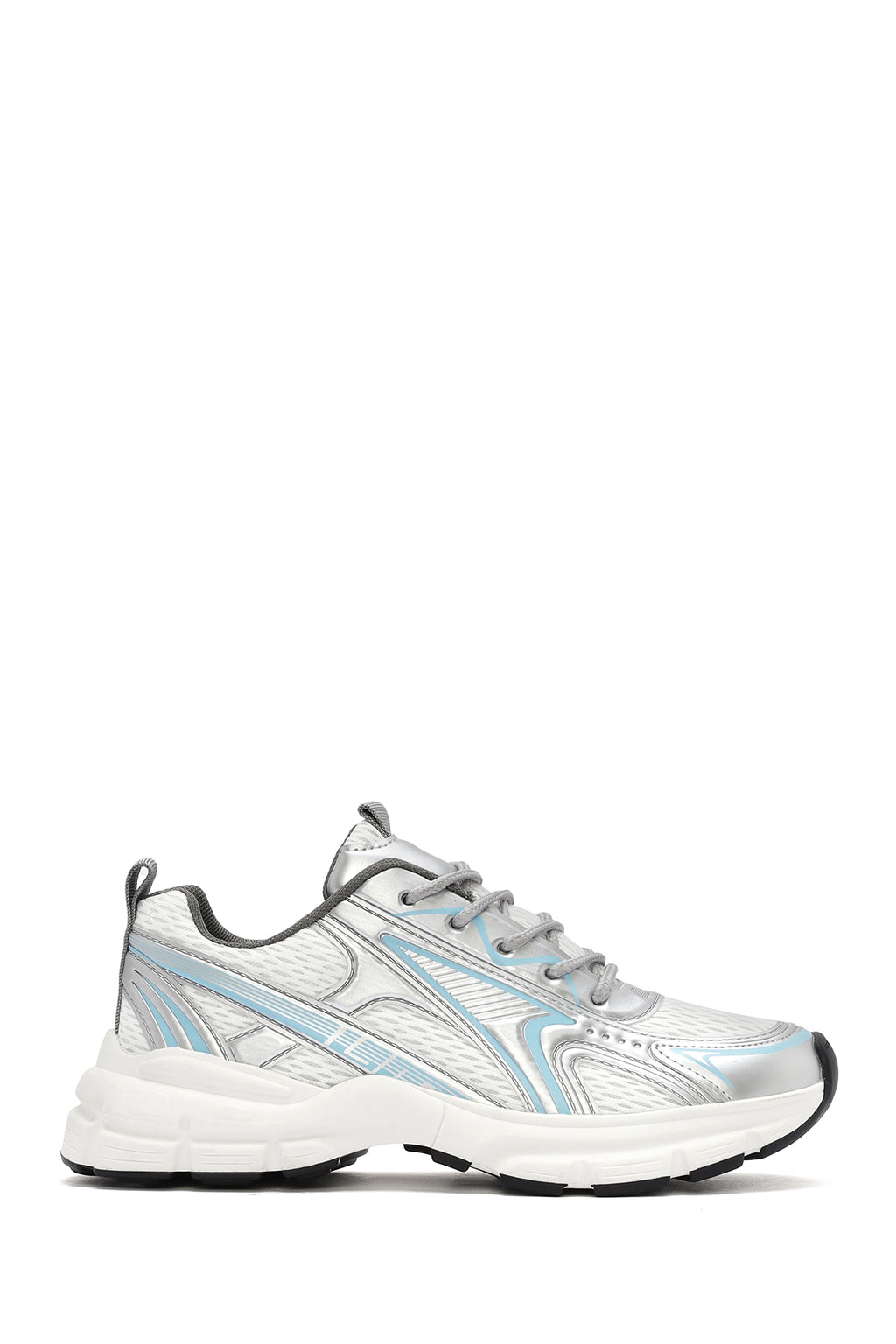 Kadın Mavi Kalın Tabanlı Bağcıklı Sneaker