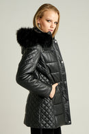 Blanch Long Women's Leather Jacket | Derimod