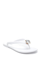 Women's White Stone Flip Flops | Derimod