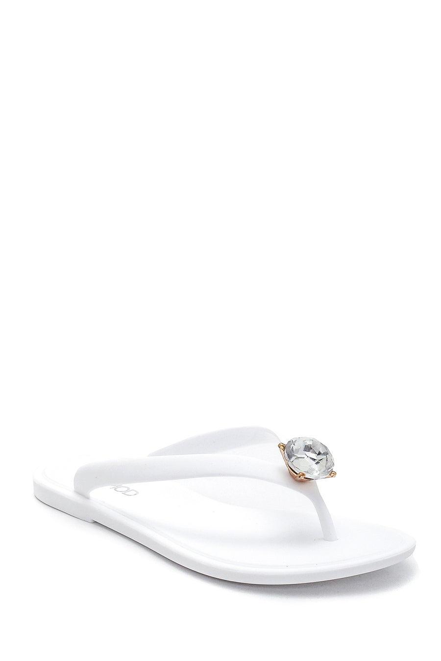 Women's White Stone Flip Flops
