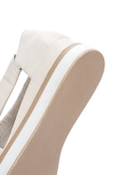 Women's Cream Thick Soled Leather Sandals | Derimod