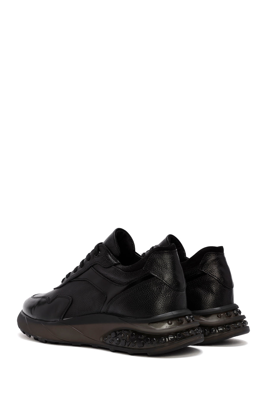Men's Black Lace-up Leather Sneaker