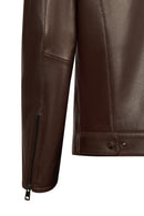 Palmer Male Brown Mandarin Collar Leather Jacket | Derimod
