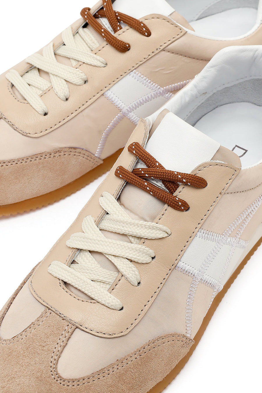 Kadın Bej Bağcıklı Deri Sneaker