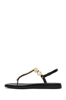 Woman Black Buckled Toe-Post Sandal | Derimod