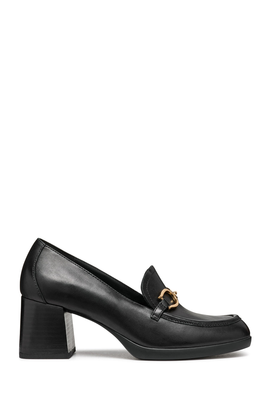 Geox Kadın Siyah Walk Pleasure Toka Detaylı Kalın Topuklu Deri Loafer D46XBF00043C9999 | Derimod