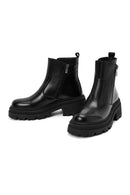 Women's Black Zippered Leather Boots | Derimod